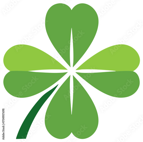 Stylized green four leaf clover vector illustration symbol of good luck for Saint Patricks Day