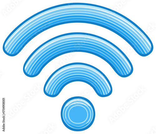 Blue radiating waves symbol indicating strong wireless internet connection signal strength