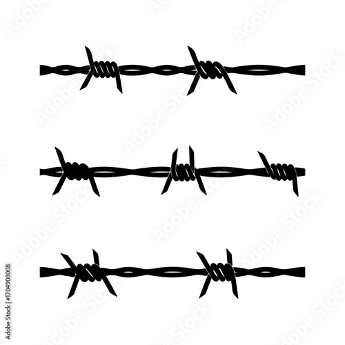 Barbed wire strands with transparent background