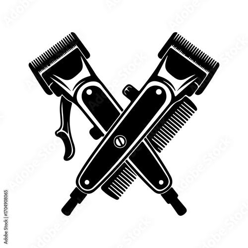 Barber tools crossed with transparent background