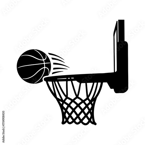 Basketball hoop and ball with transparent background