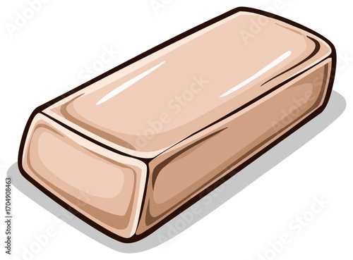 Simple cartoon illustration of a classic pink rubber eraser for school and office work