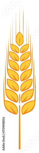 Stylized Golden Wheat Stalk: Agricultural Icon Representing Grain and Harvest