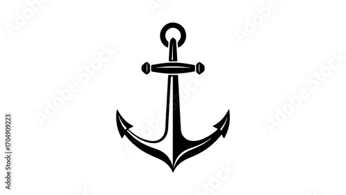 Black anchor with transparent background