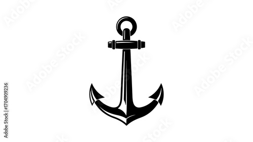 Black anchor with transparent background