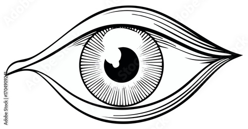 Black and White Stylized Human Eye Hand Drawn Illustration Vision Concept
