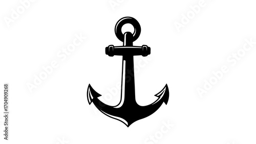 Black anchor with transparent background