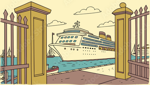 Cruise ship vacation travel destinations cruise liner terminal gate harbor holiday tourism trip port