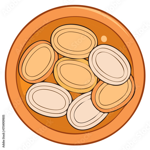 Dumplings in Bowl Round Shape Illustration Vector Graphic Art