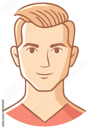 Man Cartoon Vector Illustration Face Portrait Light Skin Brown Eyes