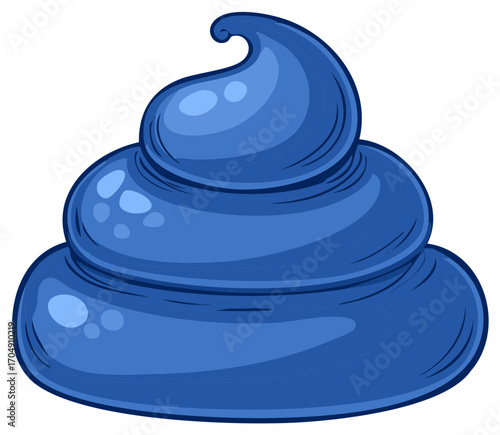 Bright blue swirled abstract shape illustration resembling a humorous whimsical coil perfect for unique design elements
