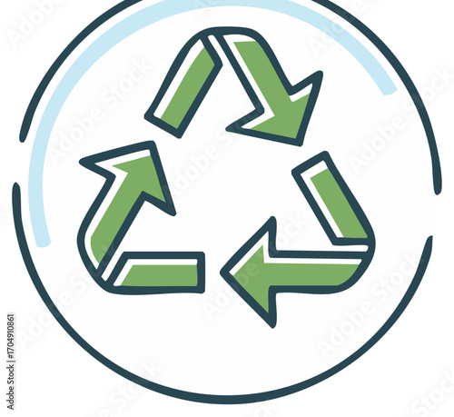 Recycle Symbol Icon - Circular Green Arrows for Environment and Sustainability