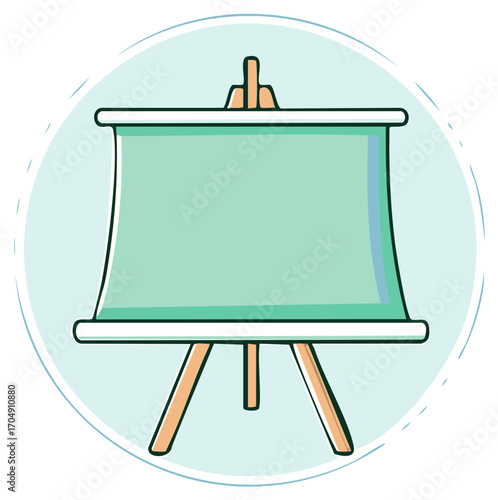 Pastel Presentation Easel Illustration: Doodle Style Sketch for Visual Display or Art