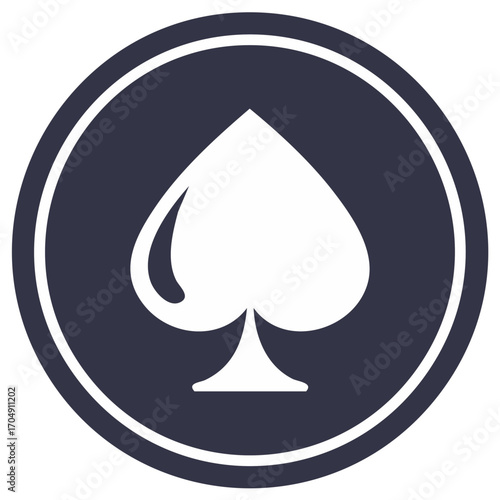 Poker Ace Symbol in Elegant Circle Frame Card Suit Emblem Modern Design Playing Cards Game Icon Element