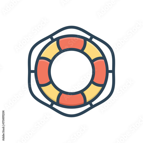 Color illustration icon for lifebuoy