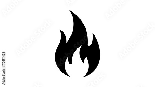 Black flame icon with transparent background