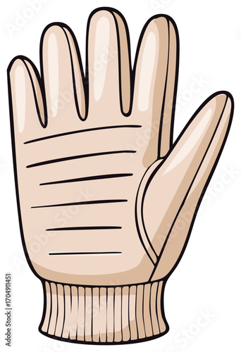 Cream-colored hand glove with stitched details for winter activities