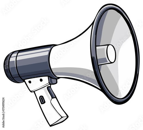 White and Gray Megaphone Illustration for Public Address and Communication Announcement