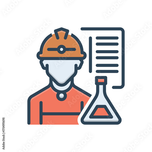 Color illustration icon for researcher