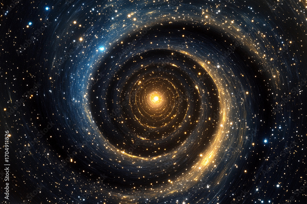 Fototapeta premium Galactic spiral showcasing vibrant colors and cosmic features in a star-filled universe