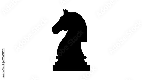 Black knight chess piece with transparent background