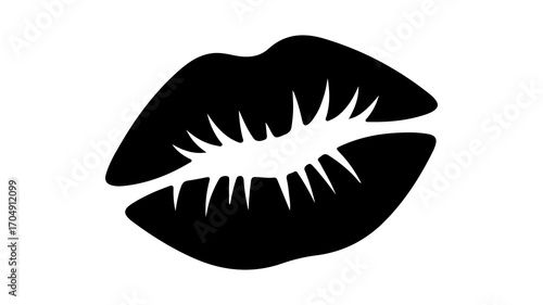 Black lips silhouette with transparent background