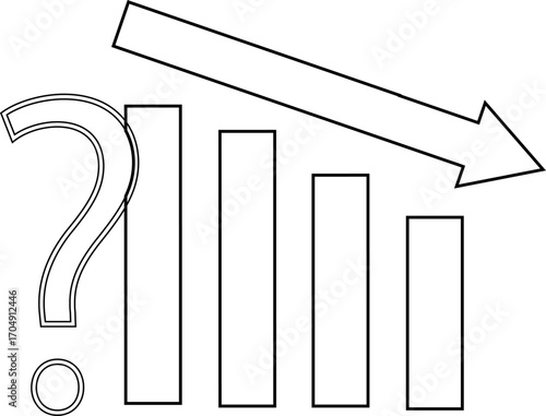 down graph icon and question mark icon with white background