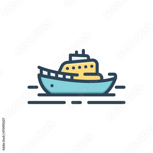 Color illustration icon for boat