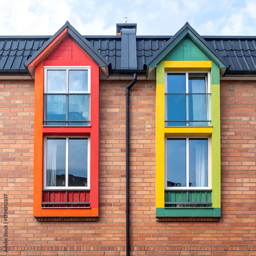 Obraz premium Colorful building facade windows