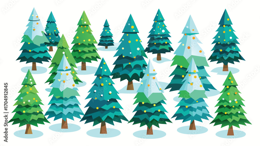 Obraz premium Christmas trees collection on transparent background. trees design bundle for xmas and new year. Vector illustration.