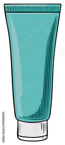 Turquoise squeeze tube for cream or lotion with a silver cap