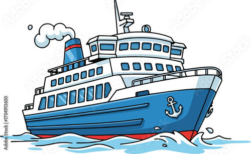 A simple, clean illustration of a ferry boat