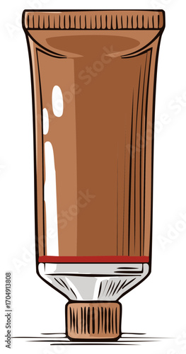 Brown Cream Tube with Cap and Red Band Illustration
