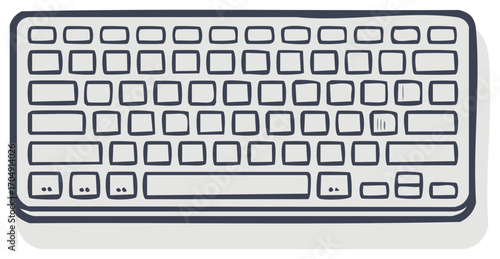 Keyboard illustration design, hand drawn computer input device graphic.
