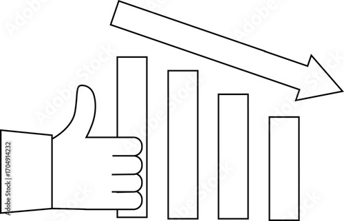 down graph icon and like icon with white background