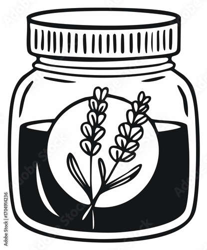 Lavender Infused Oil in Glass Jar Illustration for Essential Oils and Natural Skincare Products