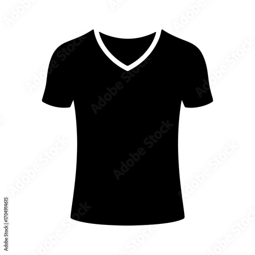 Black v-neck t-shirt with transparent background