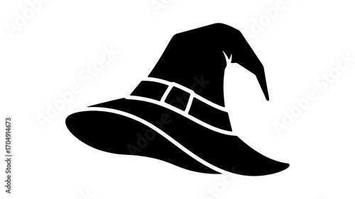 Black witch hat with transparent background
