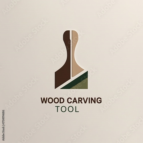 Abstract wood carving tool brand identity in natural tones for artisan craft