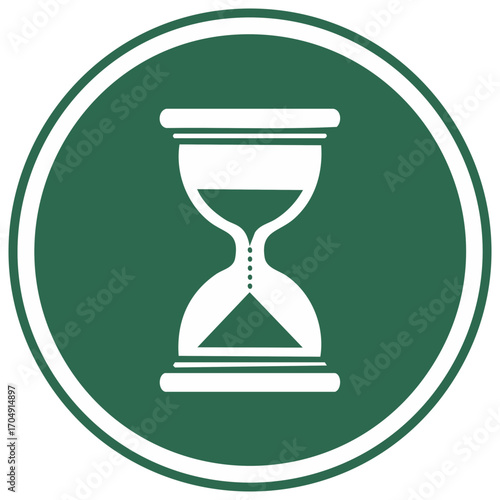 Hourglass Icon Within Green Circle Symbolizing Time Passage and Countdown