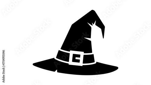 Black witch hat with transparent background