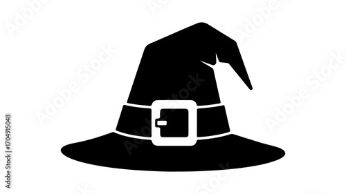 Black witch hat with transparent background