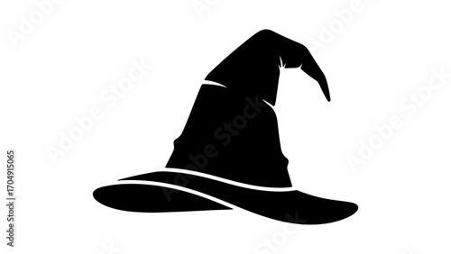 Black witch hat with transparent background