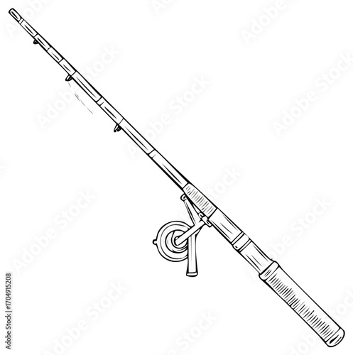 Wallpaper Mural Fishing Rod Line Art Illustration for Angling and Recreation Leisure Torontodigital.ca