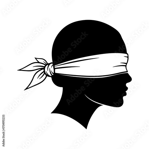 Blindfolded woman silhouette with transparent background