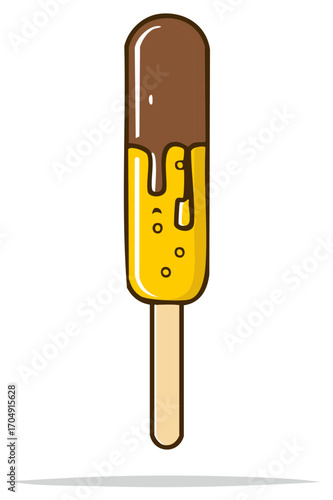 Illustrated popsicle treat with chocolate and yellow colors