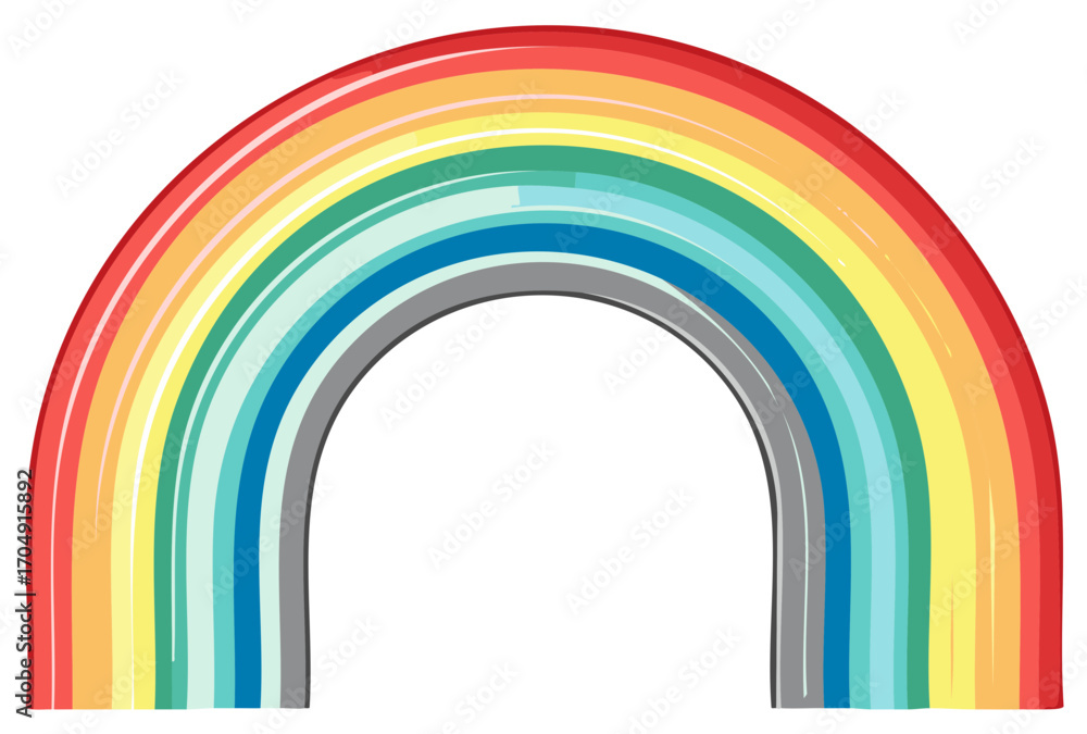 Fototapeta premium Vibrant Rainbow Arch with Multiple Colored Stripes and Outlined Edges