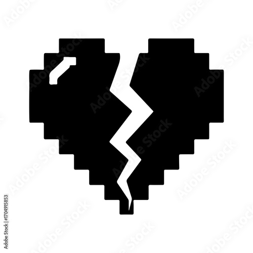 Broken heart icon with transparent background