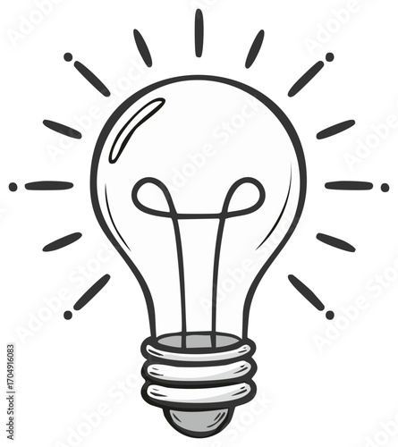 Stylized Light Bulb Illustration Sparking Ideas and Innovation on White