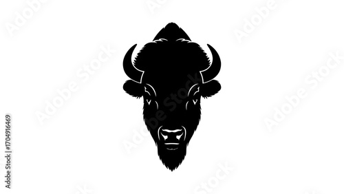 Buffalo head silhouette with transparent background